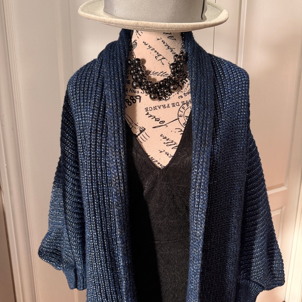 Escada Navy Blue Women's Cardigan with metallic threads